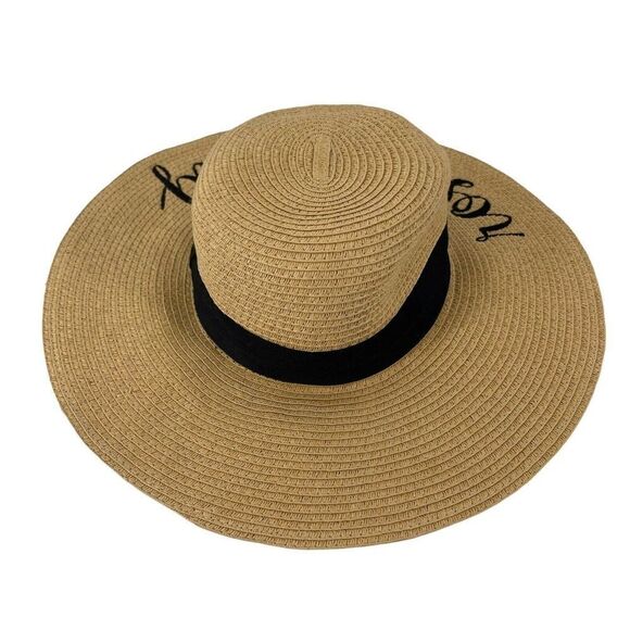 Rose All Day Beach Hat Floppy Wide Brim Sun Hat Womens OS Ribbon Band CC Brand - Picture 5 of 7